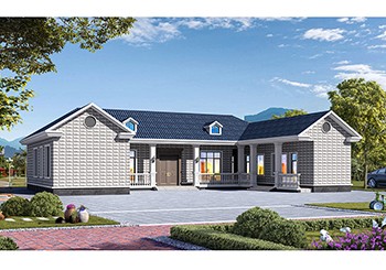 農村中式一層三合院別墅設計圖，中式院子，22米乘16米