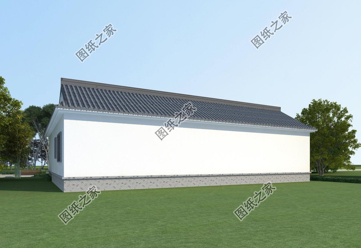 一層合院農村別墅設計，一家人住在一起，非常有氣氛