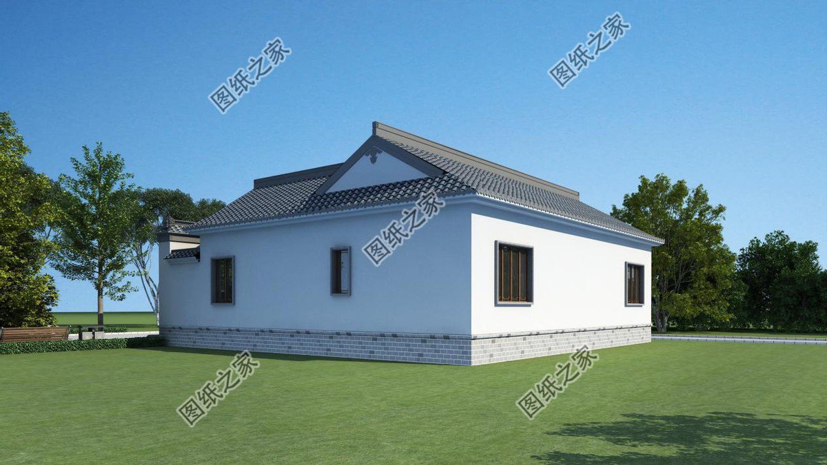 一層合院農村別墅設計，一家人住在一起，非常有氣氛