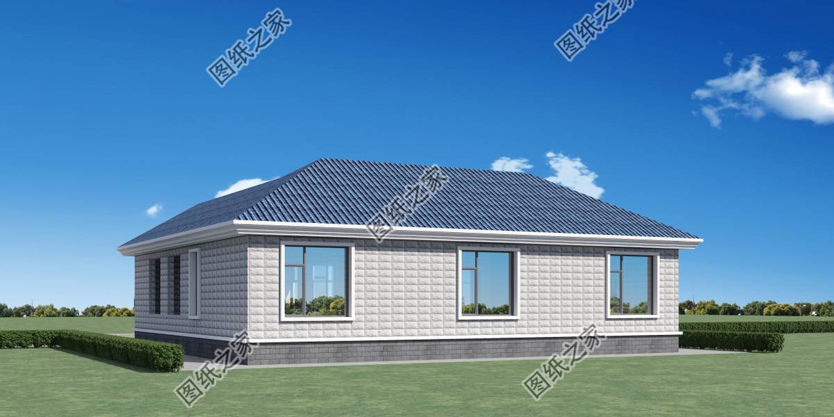 一層合院農村別墅設計，一家人住在一起，非常有氣氛