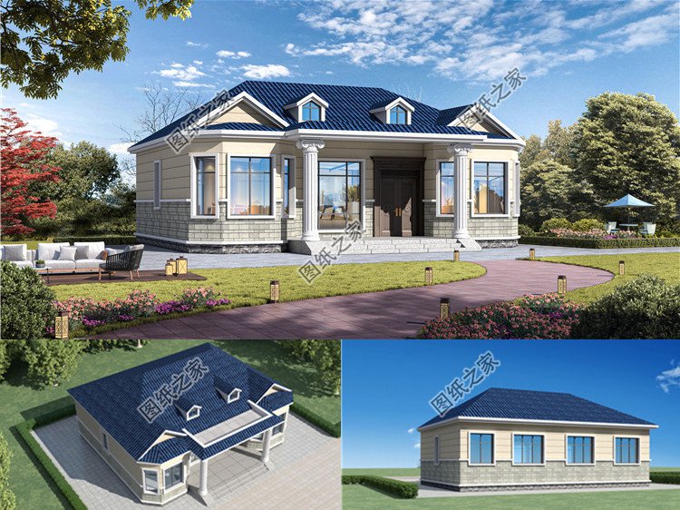 14x12米對稱一層農村養老別墅效果圖