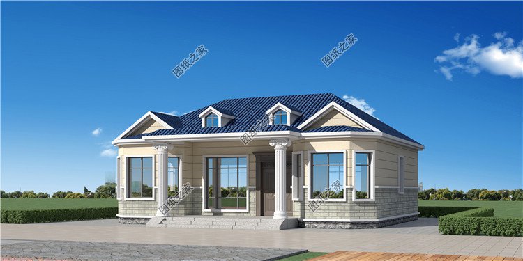 14x12米對稱一層農村養老別墅外觀圖