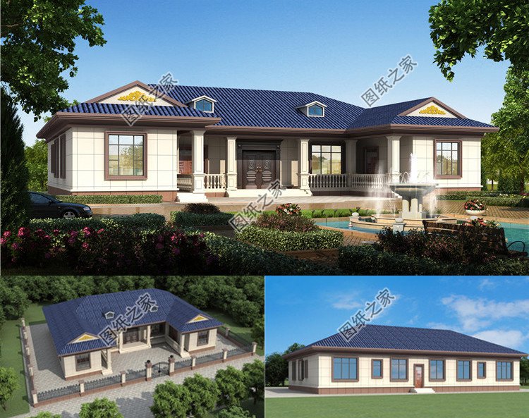 中式一層農村別墅設計圖效果圖