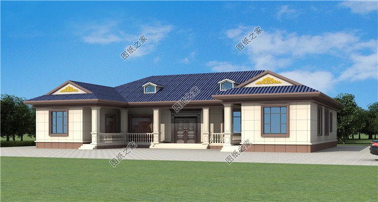 中式一層農村別墅設計圖外觀圖