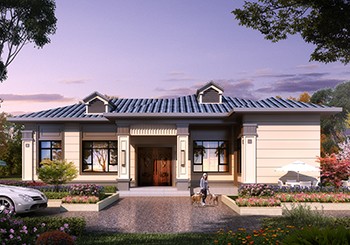 大平層一層新中式農(nóng)村別墅設(shè)計(jì)圖，建房的好選擇