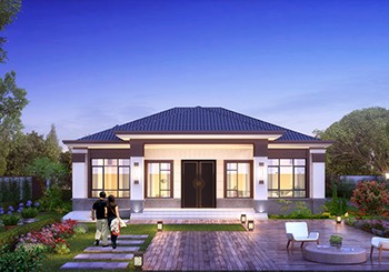 農村一層養老別墅設計圖，14.8x17.9米，戶型對稱，實用布局