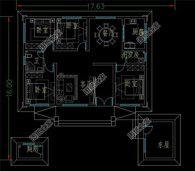 大氣農村一層自建別墅方案平面圖