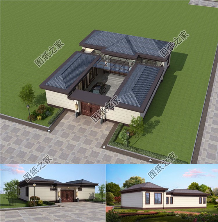 帶院子的農村別墅方案效果圖