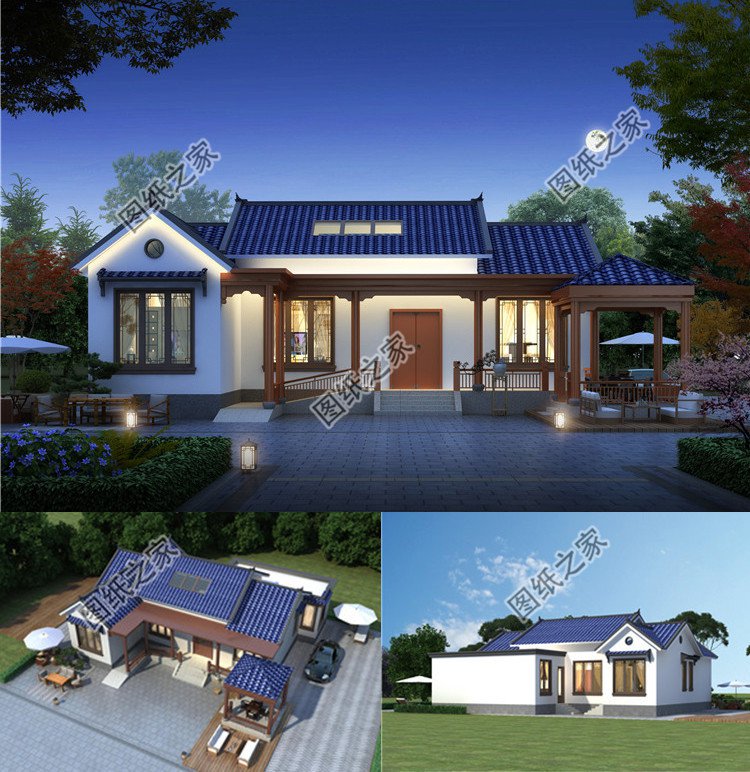 一層中式養老別墅設計圖效果圖