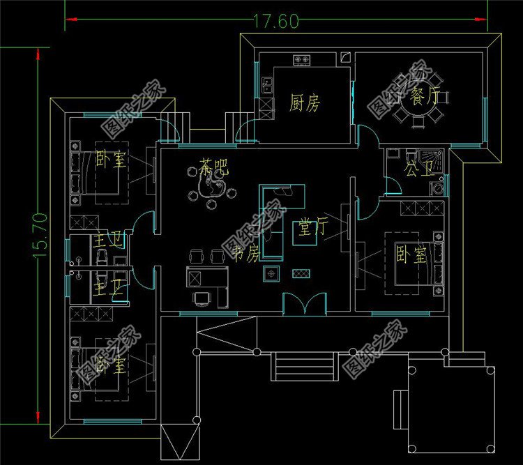 一層中式養老別墅設計圖平面圖