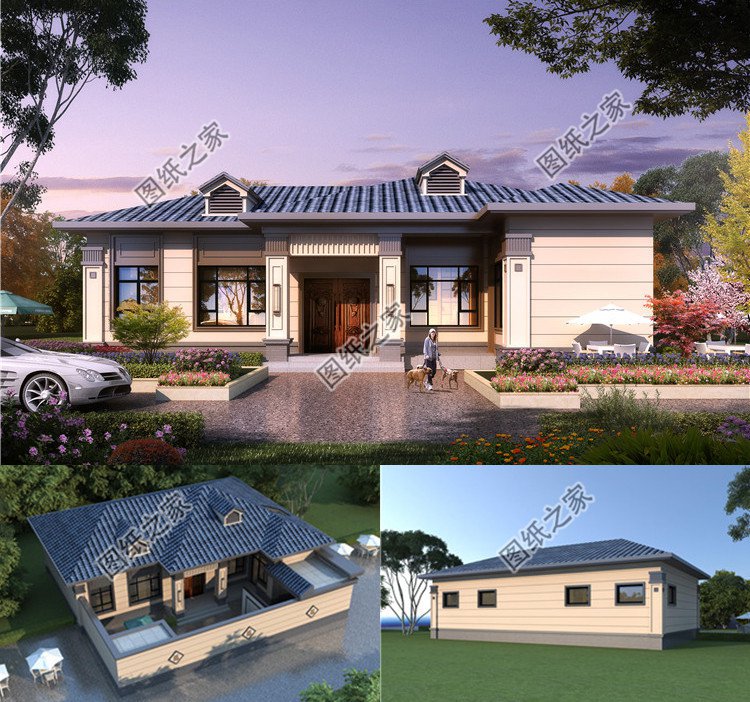 188平米一層農(nóng)村別墅設(shè)計圖效果圖