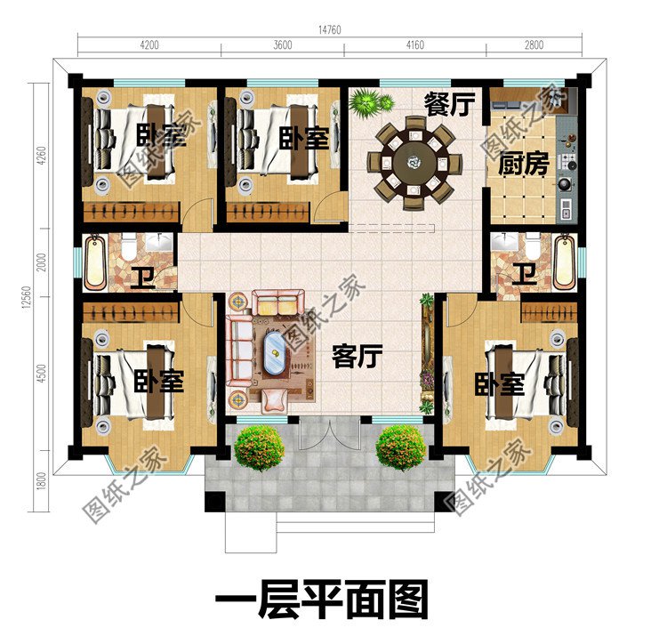 農村小別墅一層設計圖紙