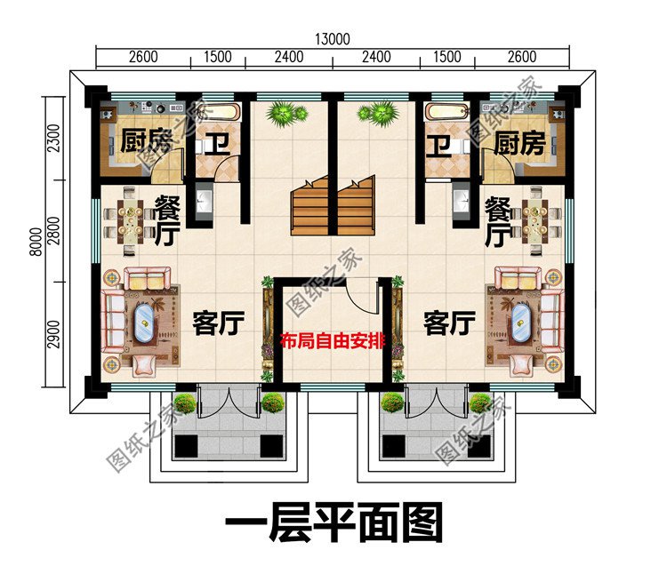 簡單大氣農村兄弟三層雙拼別墅