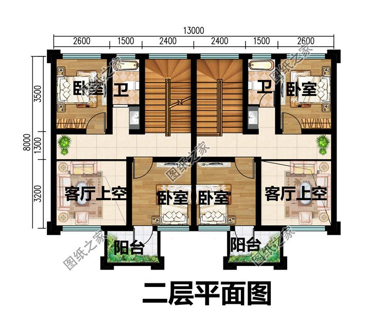 簡單大氣農村兄弟三層雙拼別墅