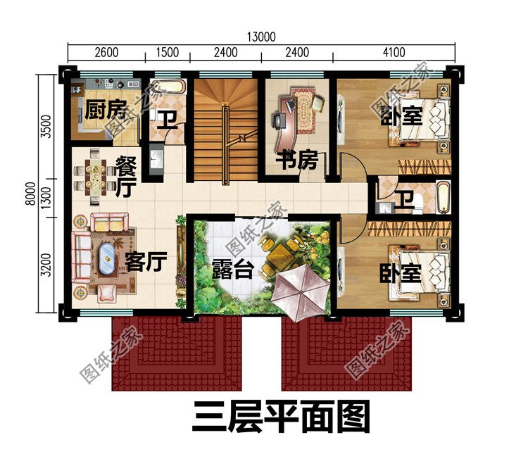 簡單大氣農村兄弟三層雙拼別墅