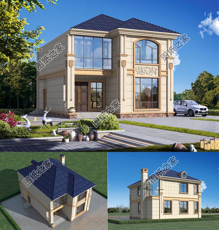 農村二間二層小別墅設計方案效果圖