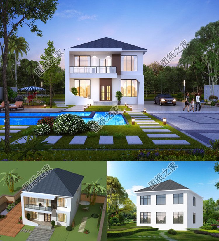 150平兩層現(xiàn)代風(fēng)別墅設(shè)計(jì)圖效果圖