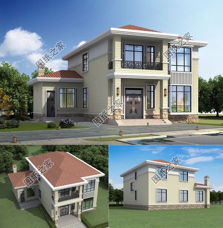 農村帶配房二層樓效果圖方案效果圖