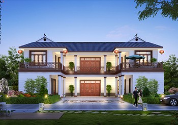 簡約農村中式四合院別墅二層設計圖，19米乘13米，100年后還流行