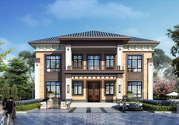 中式二層對稱別墅設(shè)計圖，帶地下室設(shè)計，整體造價經(jīng)濟