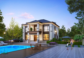 農村二層住宅別墅設計圖，貼心實用，12.8米乘14.5米