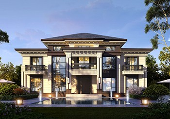 備受好評二層半歐式別墅設計圖，五開間對稱設計，布局合理又實用