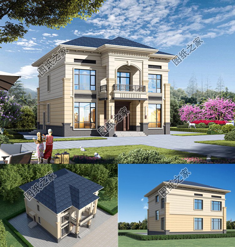 簡歐風二層農村別墅設計圖效果圖