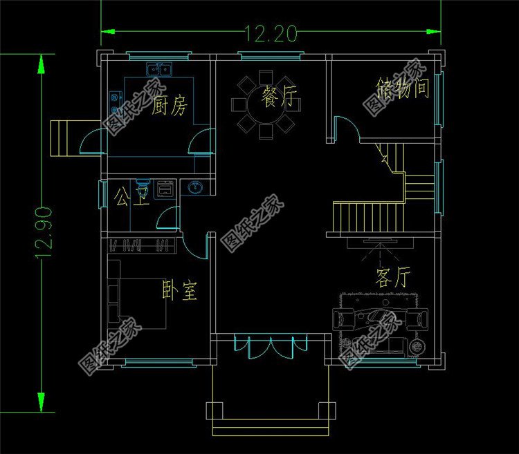 簡歐風二層農村別墅設計圖一層