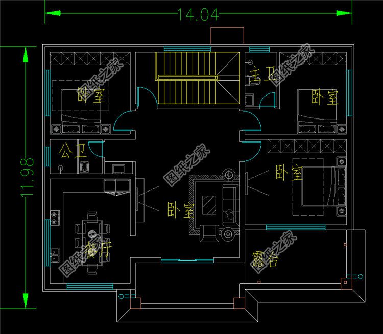 獨棟雙廚房二層設計圖二層