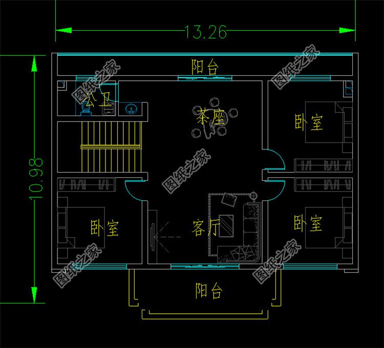 帶院子的兩層小別墅二層