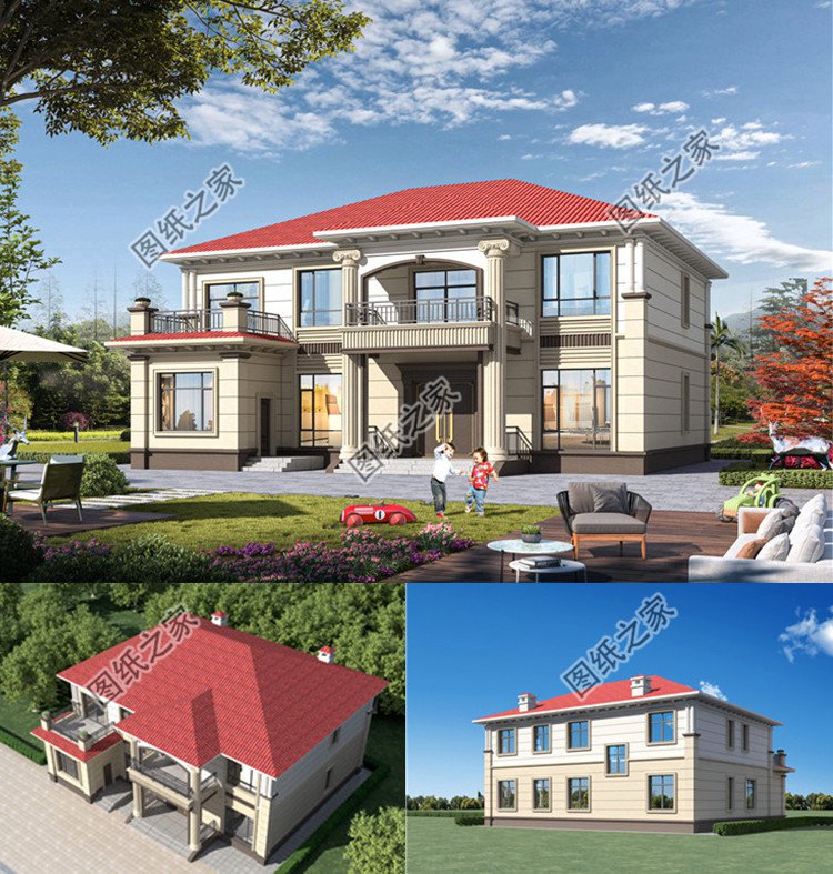 四開間的二層別墅設計圖效果圖