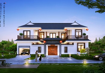 帶車庫的農村四合院別墅設計圖，富貴人家的象征，日子越過越興旺