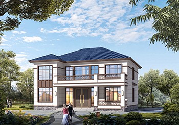 小L型新款二層別墅設計圖，復式客廳旋轉樓梯，14米乘13米