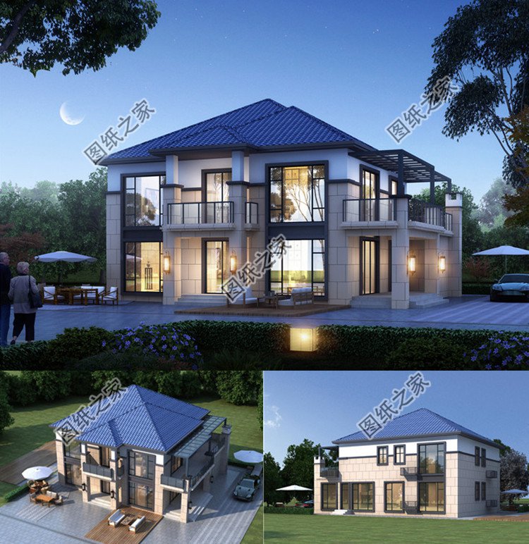 最新款四間二層別墅設計圖效果圖