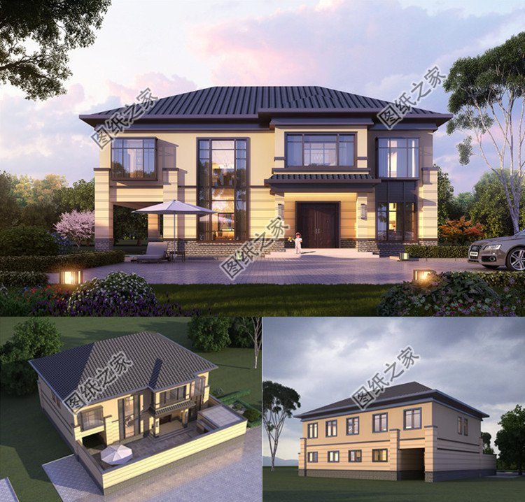 四開間的二層別墅設計圖效果圖