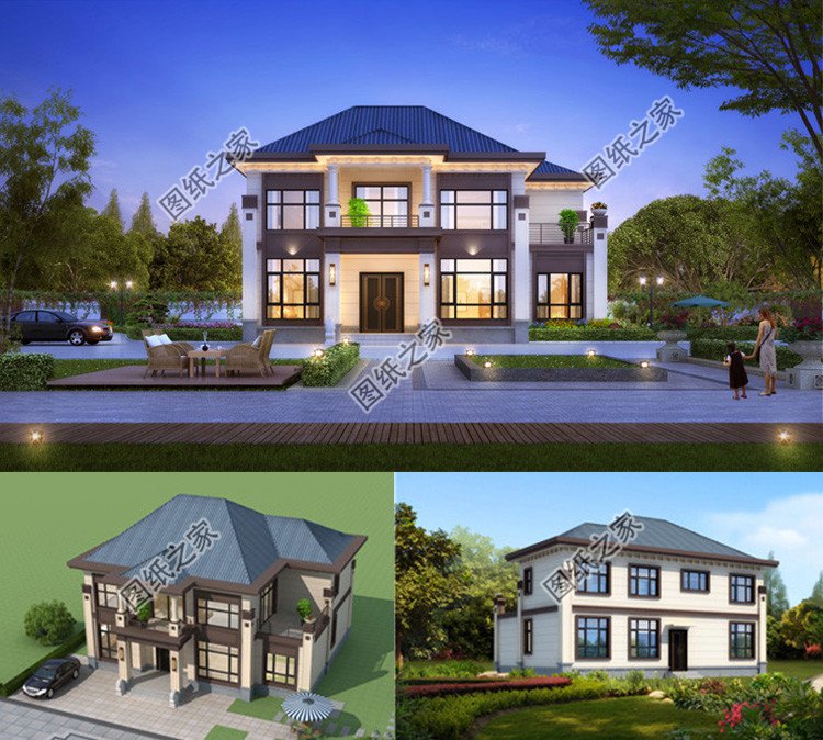 方方正正的二層農村別墅設計圖效果圖