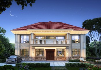 17米×13米二層別墅設計圖，正面左右對稱，非常精致美觀