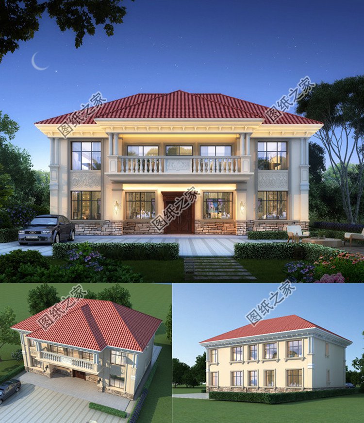 16.8x13米二層別墅設計效果圖