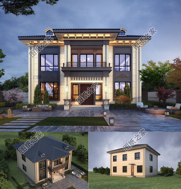 13.7&times;11.7米二層別墅設計圖效果圖