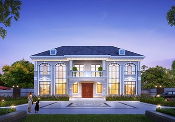 造價便宜的二層雙拼別墅設計圖，造型簡約大氣，進深10米