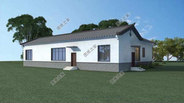 一層中式養(yǎng)老房效果圖，經(jīng)濟(jì)的造價成本，受到廣大建房者喜愛