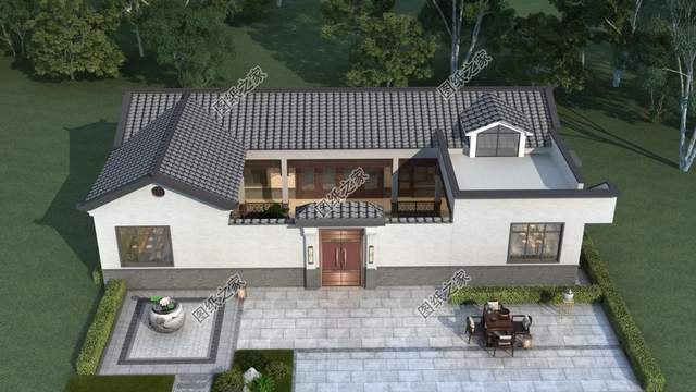 一層中式養(yǎng)老房效果圖，經(jīng)濟(jì)的造價成本，受到廣大建房者喜愛