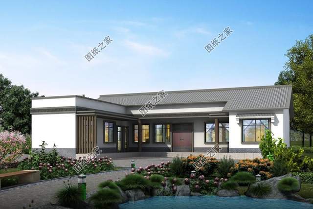 一層中式養(yǎng)老房效果圖，經(jīng)濟(jì)的造價成本，受到廣大建房者喜愛