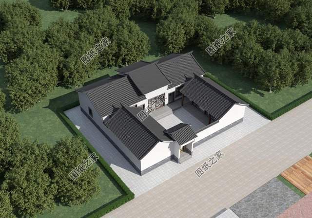 一層中式養(yǎng)老房效果圖，經(jīng)濟(jì)的造價成本，受到廣大建房者喜愛