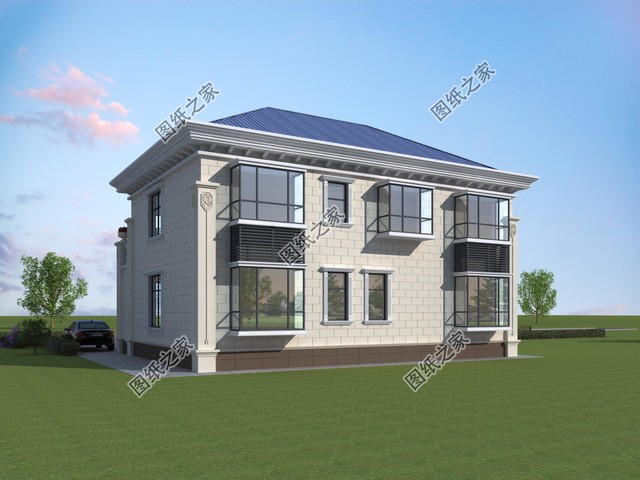 左右對稱別墅設(shè)計圖，外觀簡約大方，一眼就能愛上的小別墅