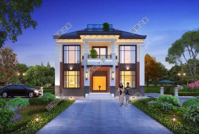 左右對稱別墅設(shè)計圖，外觀簡約大方，一眼就能愛上的小別墅