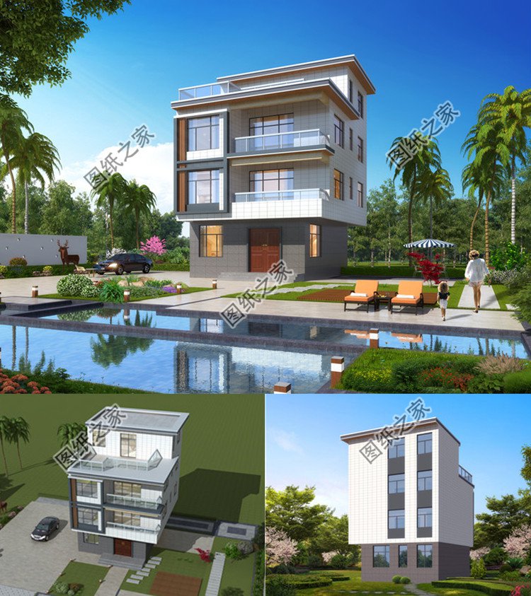 四層平頂別墅設計圖效果圖