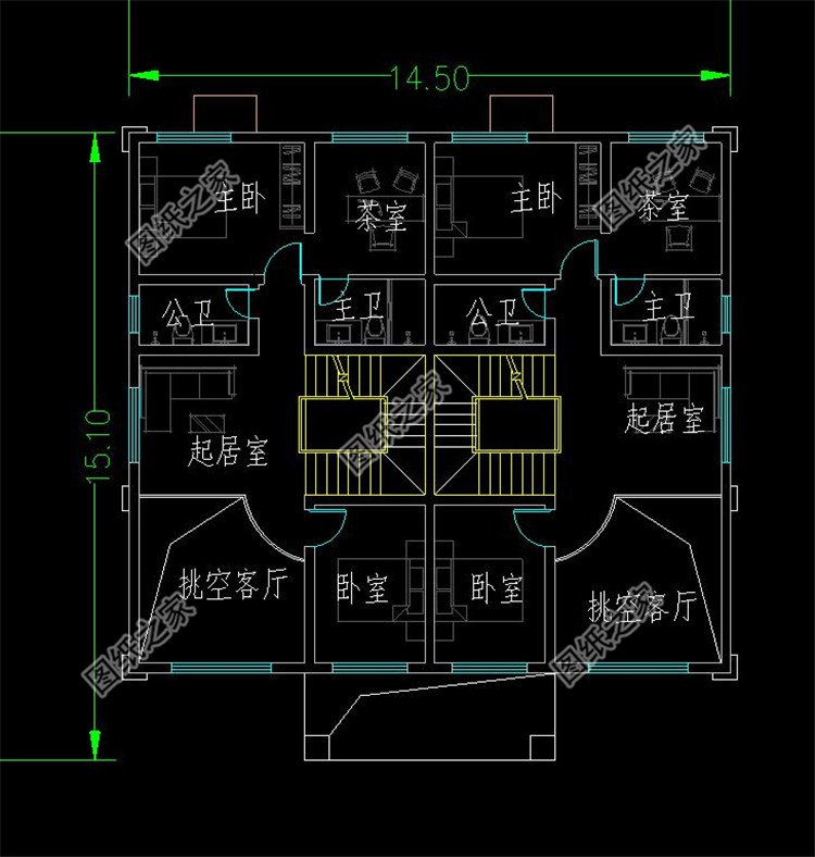 四層豪華別墅設計圖二層