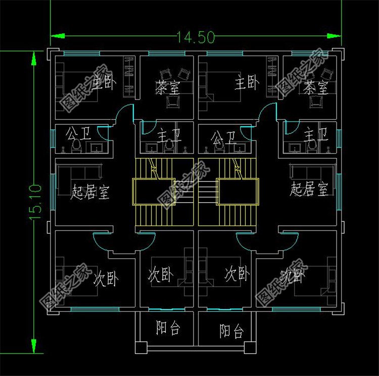 四層豪華別墅設計圖三層