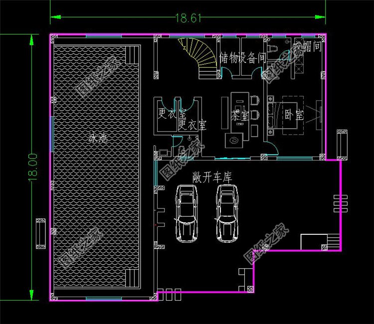 三層現(xiàn)代別墅設(shè)計(jì)圖一層